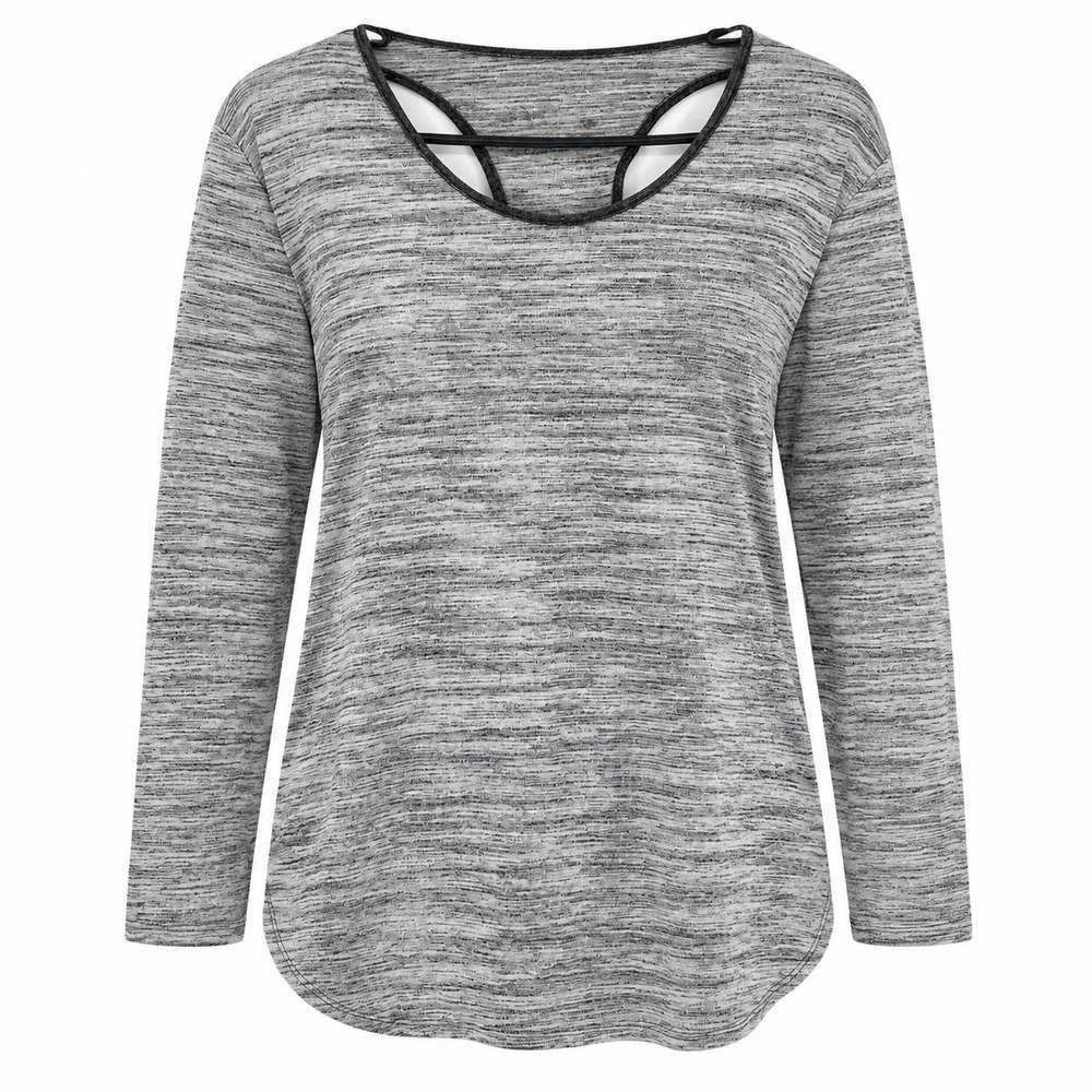 BNLK Womens Large Gray Heather Cutout Back Long Sleeve Tunic Athleisure